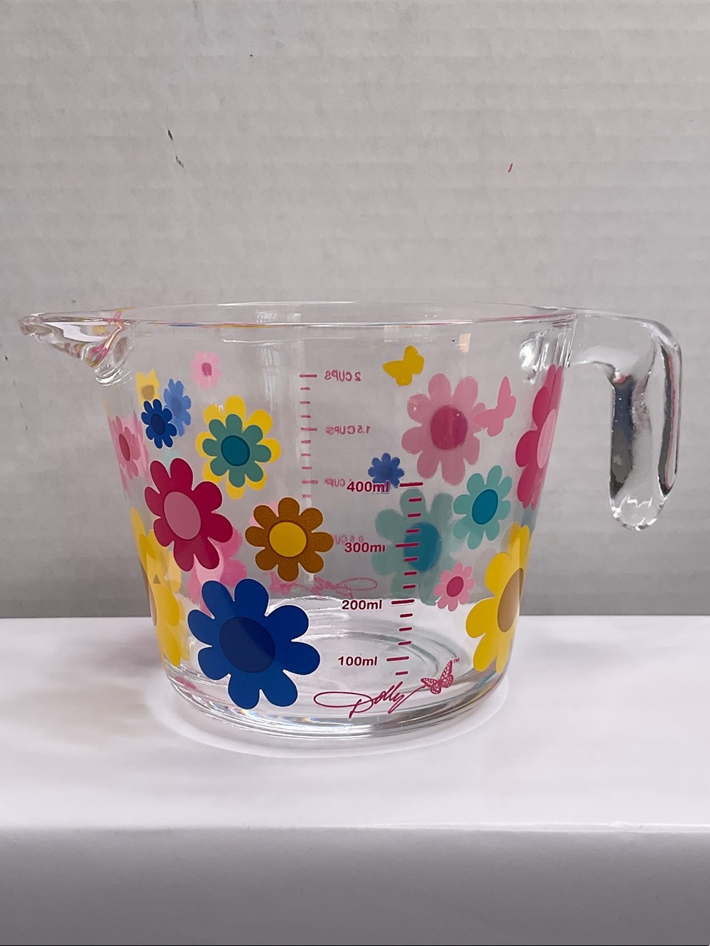 Dolly Parton Colorful Floral Glass 2 quart Measuring Cup